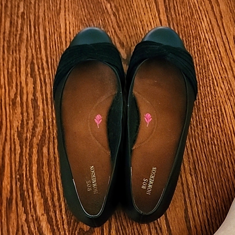 Ros Hommerson Black Leather Flats